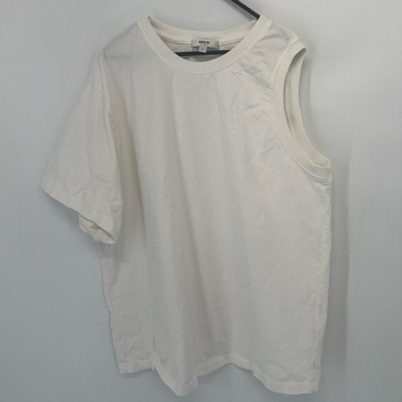 Agolde Della Asymmetric T-Shirt In White - Picture 3 of 8